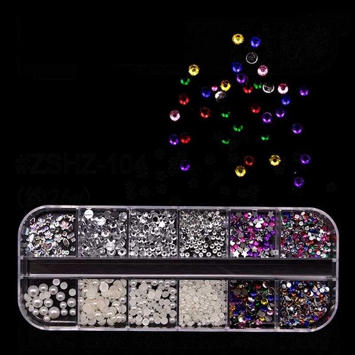 Палитра микс камъни и перли за декорация на маникюр № Т17