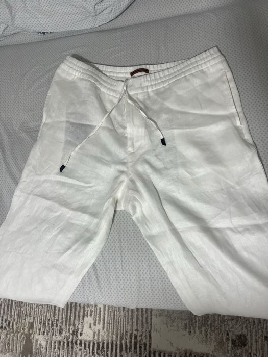 Белые льняные брюки ZEGNA (супер клон)