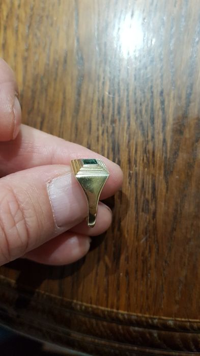 Inel argint 925,suflat aur si piatra smarald verde superb,reglabil