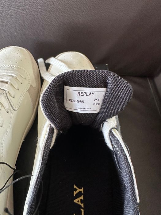 REPLAYWhite/Beige Leather Trainers  Кожени Нови