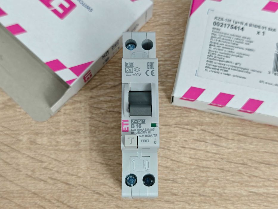 Disjunctor cu protecție diferențială (RCBO) KZS-1M 1p+N A B16/0.01 6kA