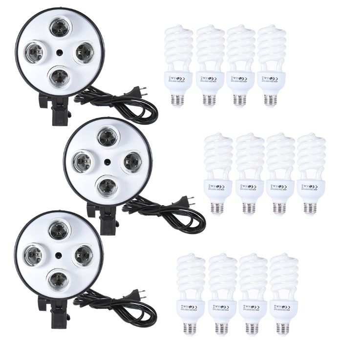 Kit Studio foto-video 3x Softbox,12x bec 45W, macara + geanta