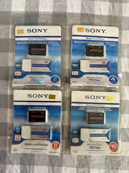 Sony memory stick pro duo 2/4/8/16 gb