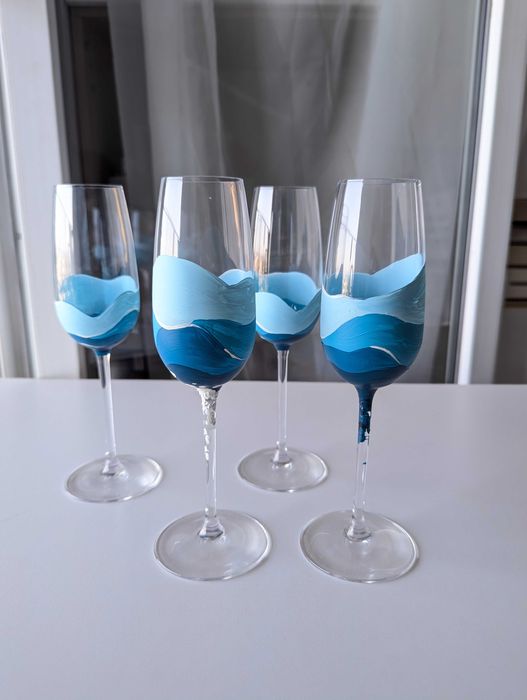 Set pahare mire, mireasa si nasi - pictate manual