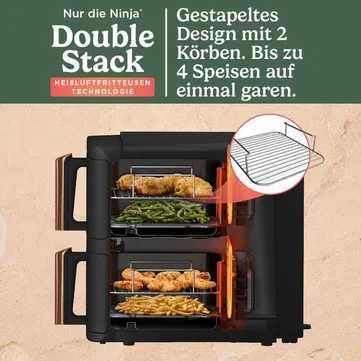 Фритюрник с горещ въздух Ninja Double Stack XL, 2 чекмеджета, 9,5л