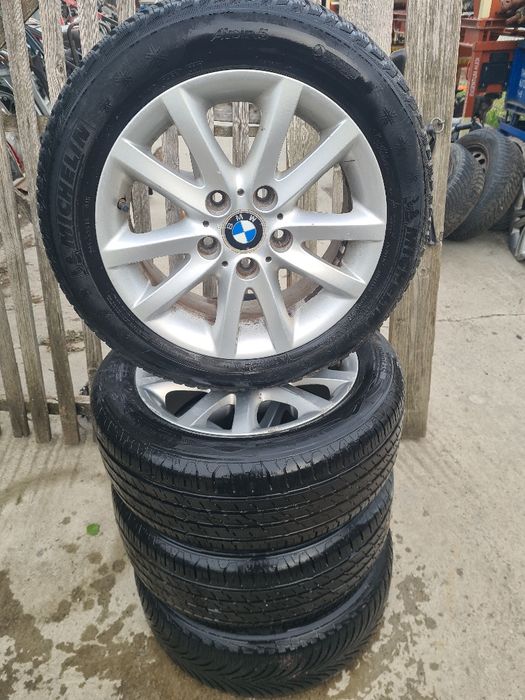Jante aliaj bmw seria 3 ,e46 ,distanță prezoane 5×120 ,205/55/16,2 cauciucuri vara bune ,doua cauciucuri uzate
