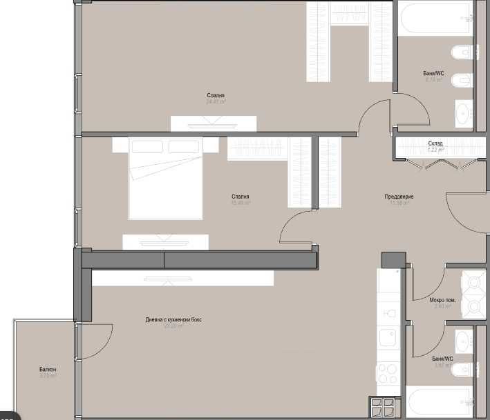 Тристаен апартамент за продажба в Оборище