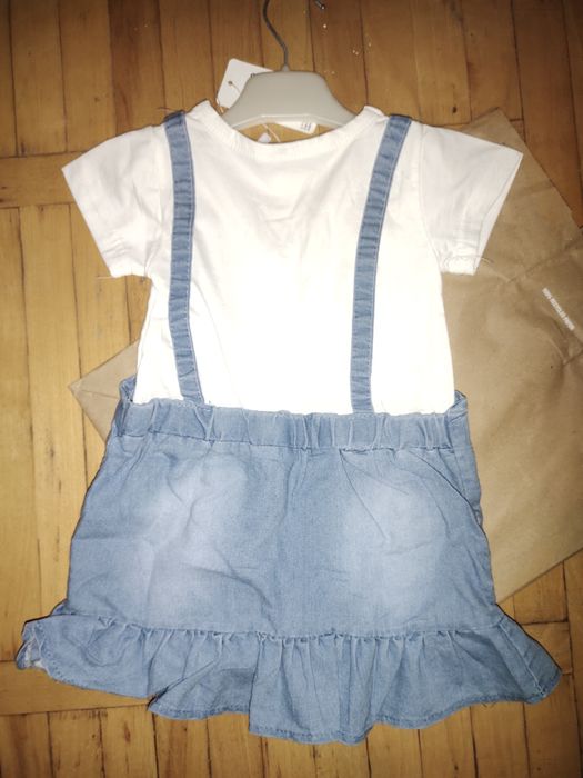 Комбенизон платье с кофтой джинсы обманка двойка для девочек1 1.5