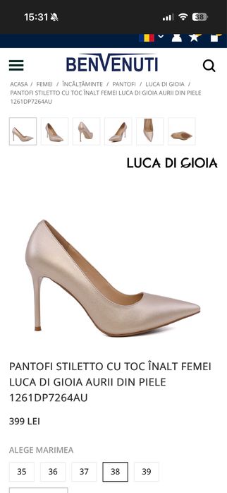 Pantofi aurii din piele Luca Di Gioia