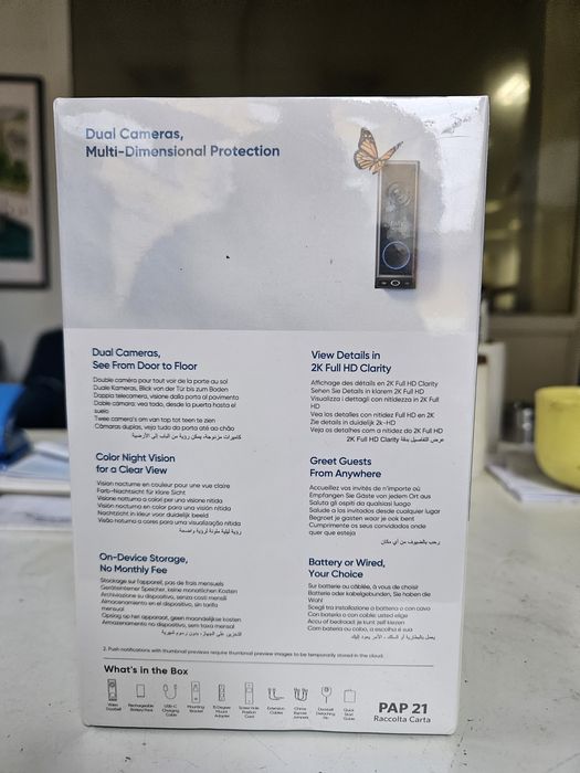 Видео звънец за врата Eufy E340 Wireless Dual Camera, 2K HD, Черен