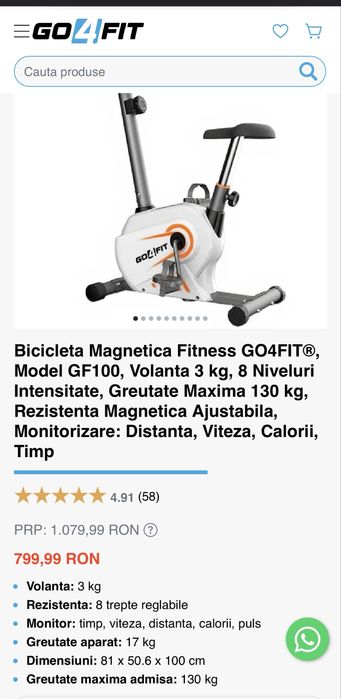 Vand Bicicleta Fitness Go4FIT