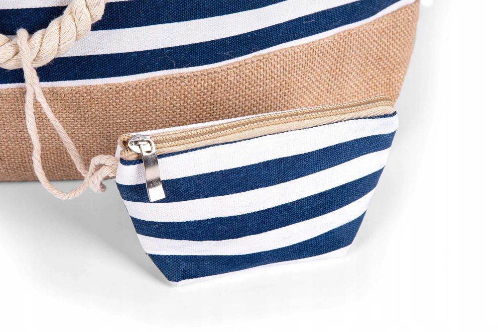 Geanta mare de plaja sau picnic 22L in stil nautic cu mini portofel