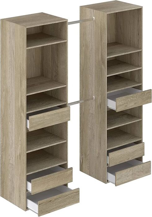 Dulap modular reglabil stejar  , polițe și sertare configurabile, tip dressing/bibliotecă
