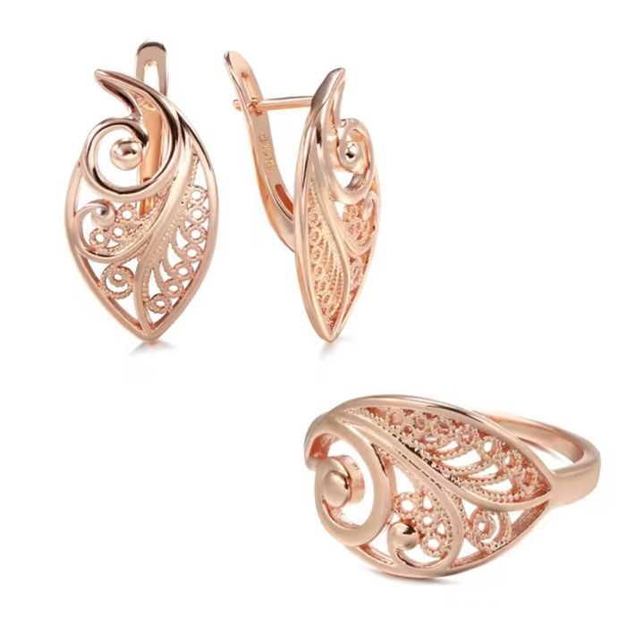 Seturi de bijuterii antialergice placate cu aur roz de 14k