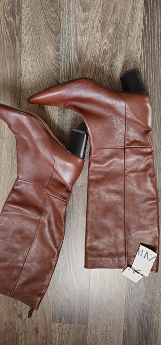 Zara ботуши естествена кожа