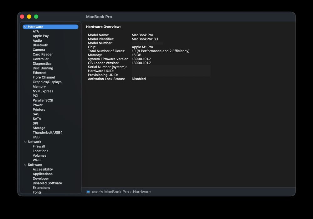MacBook Pro 16 M1 Pro 16GB 1TB 94%
