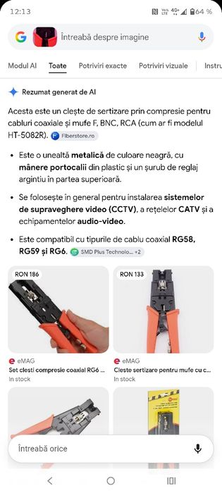 Clește de sertizare prin compresie