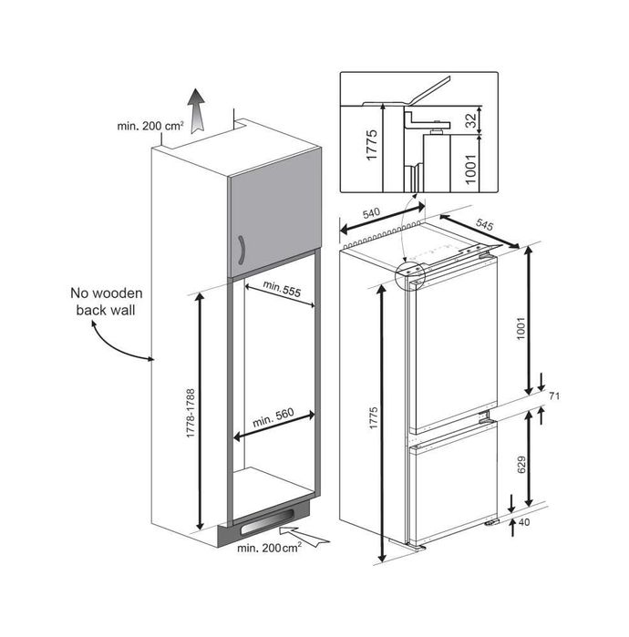 Нов хладилник с фризер за вграждане Beko Bo Frost 177 см
