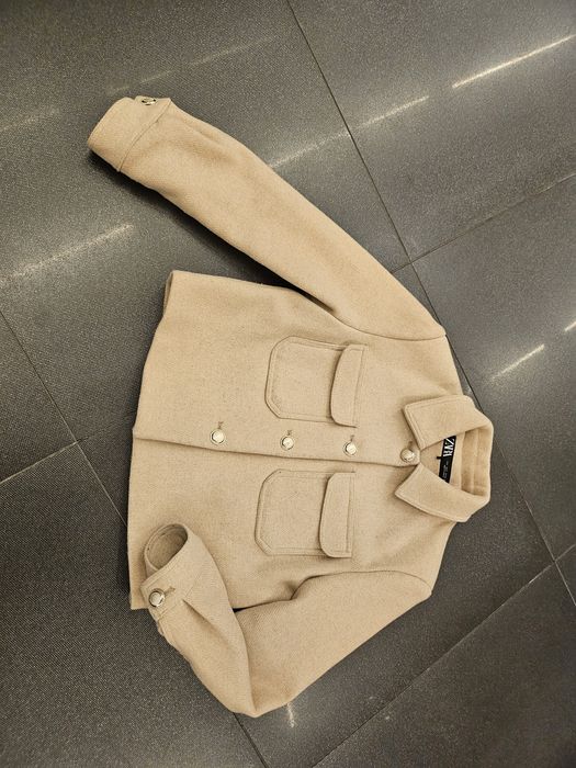ZARA Wool Blend CROPPED Coat палто S-38