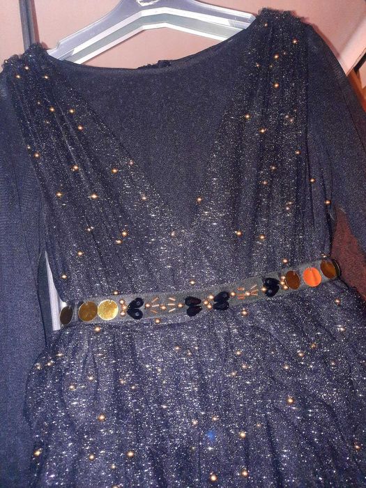 Rochie de seară lungă Ambar Studio, cu detalii cusute manual