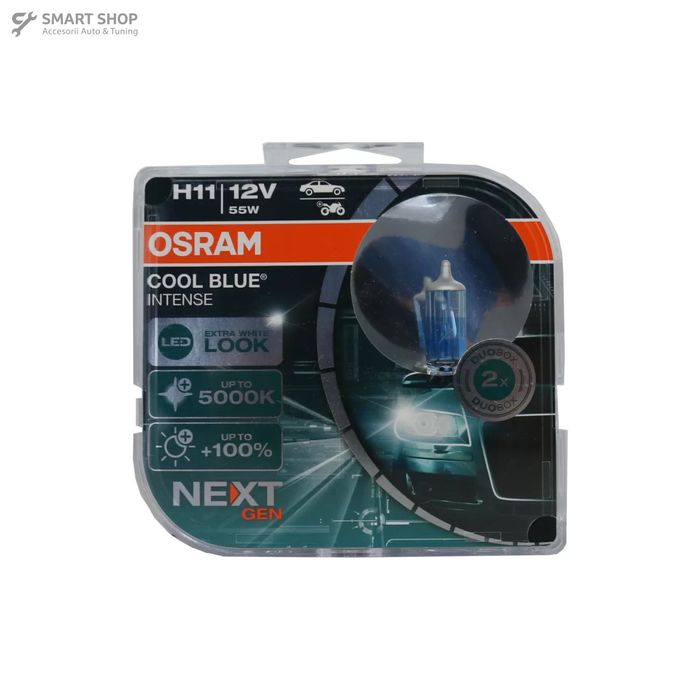 Set 2 Becuri Auto-Moto Halogen NEXT GEN Osram Cool Blue Intense H11 64