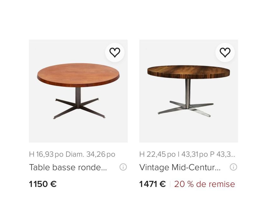 Ilse coffee table masa mid century