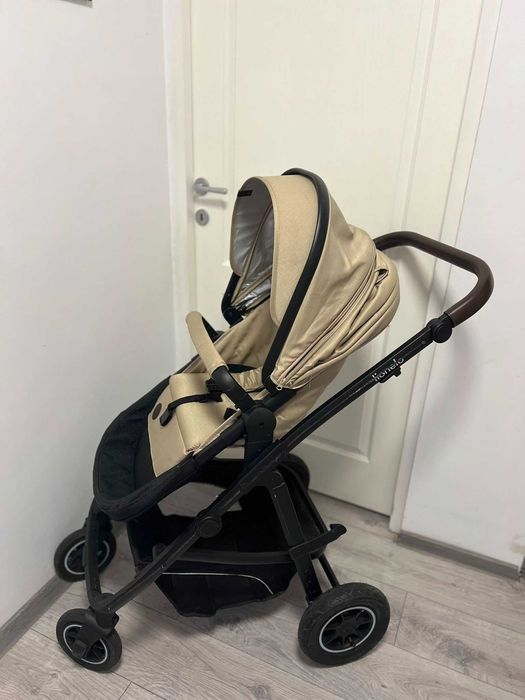 Cărucior Lionelo Bianka 3 în 1, bej + Scoică Astrid i-Size + Bază ISOFIX