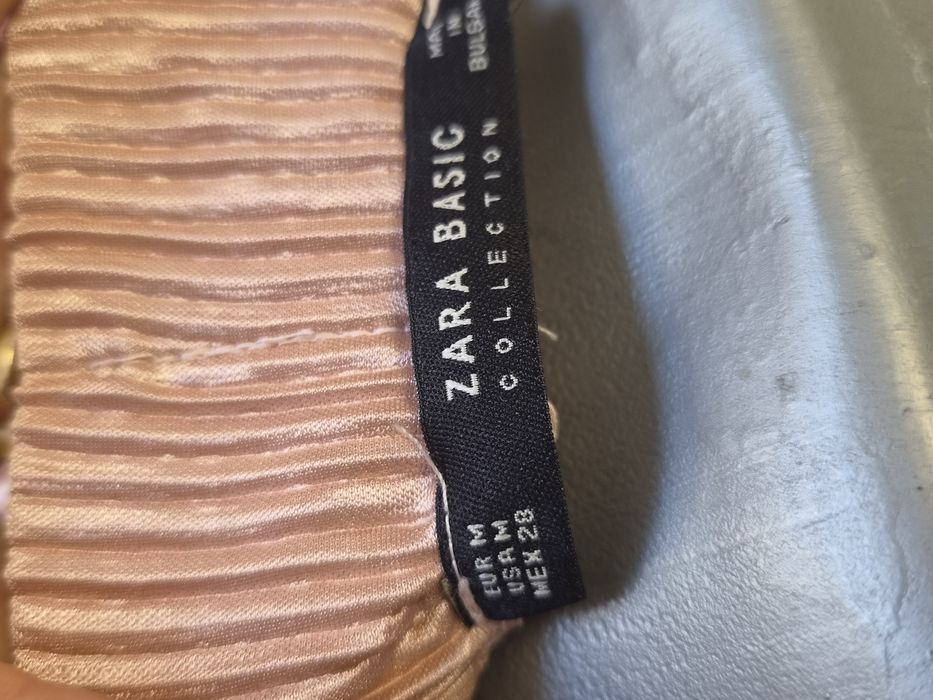 Zara панталон плисе розов металик, широк крачол