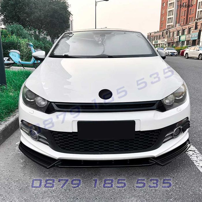 Преден лип спойлер за VW Scirocco MK3 Pre-Facelift R-Line GTS 2008–2014 черен гланц DV687 тунинг за предна броня широко tuning lip spoiler