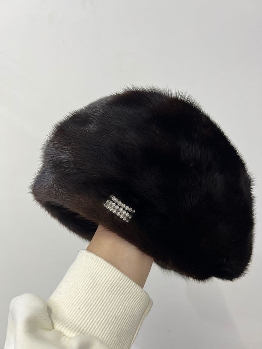 Норковая шапка беретка