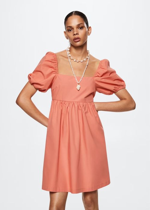 Рокля с паднали рамене Mango