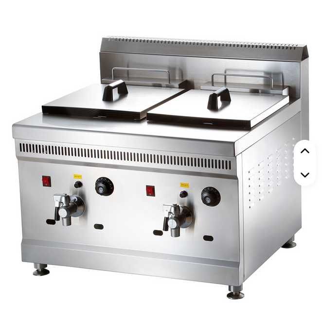 Lichidare Stoc Friteuza Dubla Pe Gaz 18+18L Cu Termostat Profesionala Pret Outlet Noua