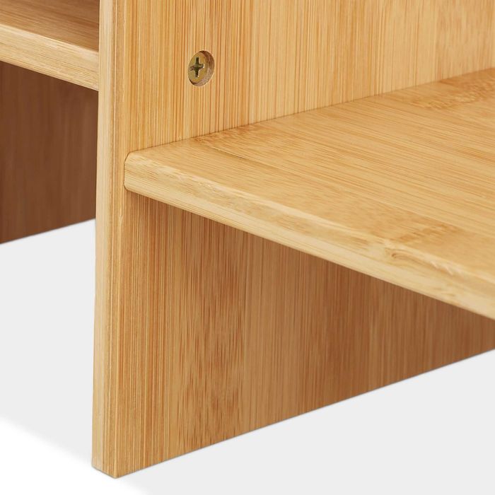 Suport pentru monitor din bambus, 4 compartimente, 30 x 67 x 20 cm