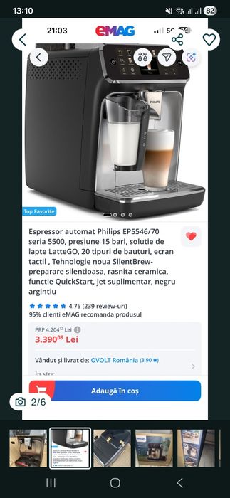 Espressor Philips Seria 5500 Premium Inox / Ultimul Model/ Ca nou