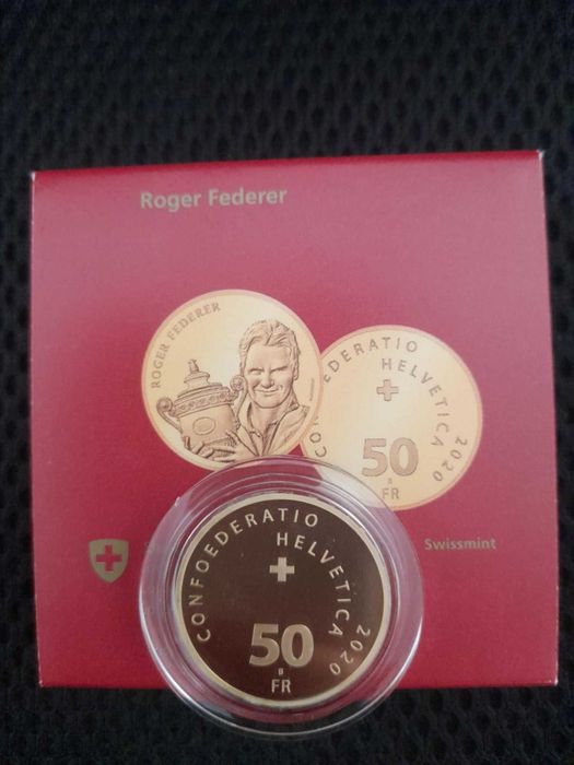 Златна монета Roger Federer 50 Fr , Роджър Федерер, 50 шв. франка
