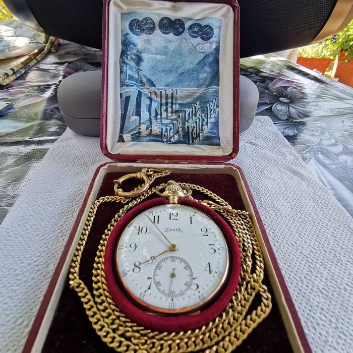 Ocazie,ceas aur masiv 14k Zenith,buzinar,1900,colecție,deosebit,original