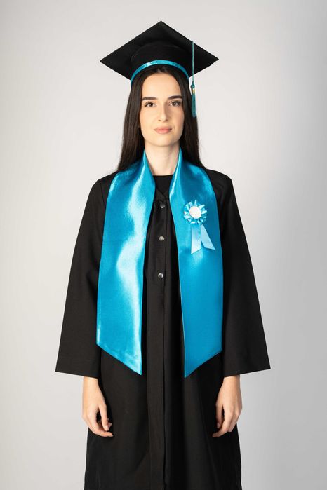 Toca, Esarfa si Cocarda, Set Nepersonalizat, Turquoise,Liceu,Facultate