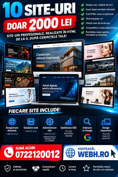 Firma web design - Creare site 200 Lei - Administrare site - Promovare site