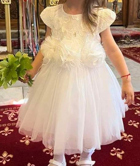 Бяла детска рокля за Кръщене