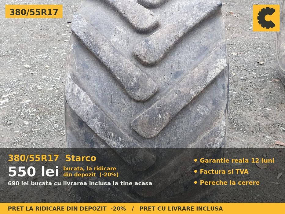 Anvelope Cauciucuri 380/55R17 380/55 R17 380/55-17 3805517 Starco Remorca si Implement Utilaje Agricole SH Second Hand GARANTIE Garantie 1 An Pret Bun
