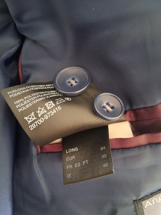 Costum barbati slim marimea 48   , sacou , pantaloni marimea 48.  camasa slim 43 purtat o singura data