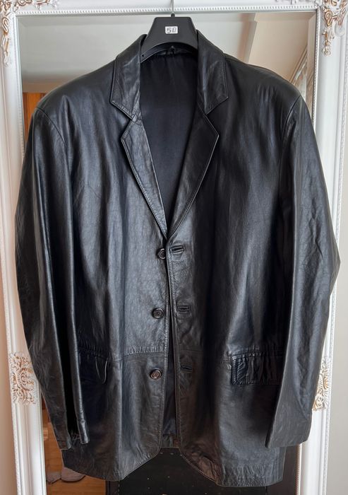 Мъжко кожено яке тип сако, размер XL, ръчна изработка, като ново