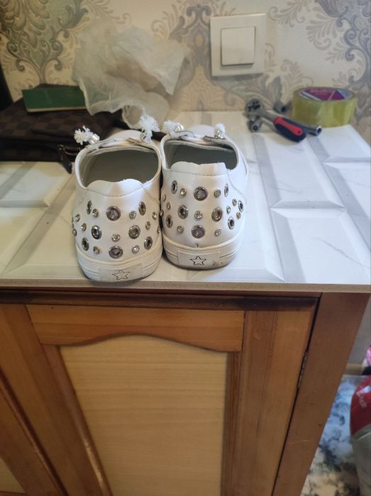 Кожаные кеды женские