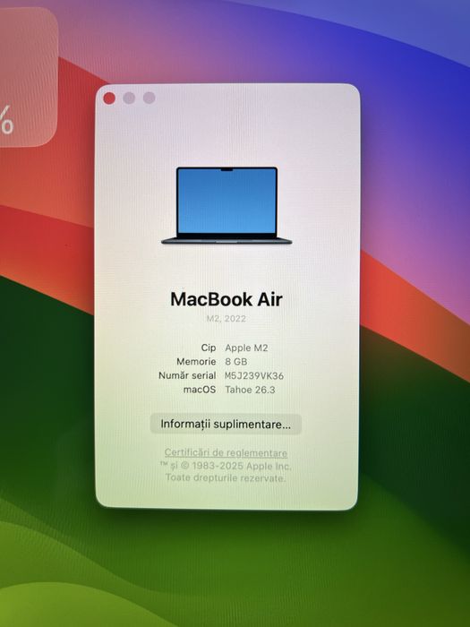 Macbook air M2 256gb 97% baterie