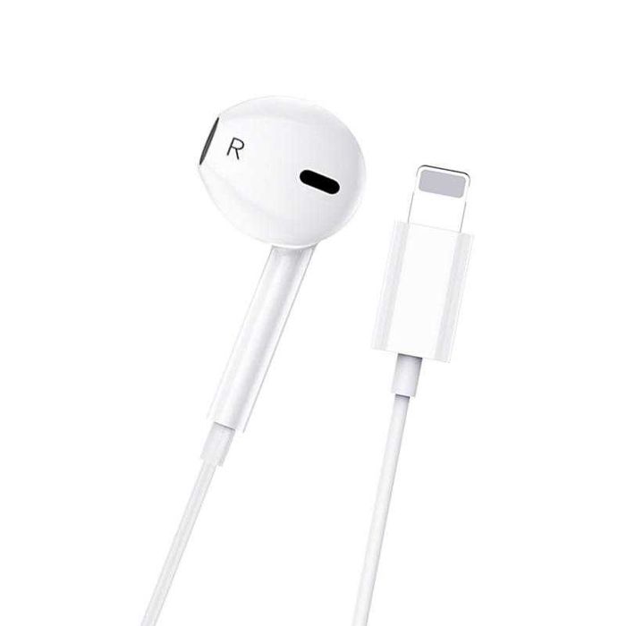 Casti cu Fir, iPhone 7, X, 11, 12, 13, 14,Buton Microfon si Volum, Alb