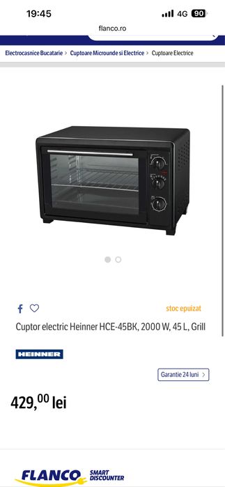Cuptor electric Heinner cu doua plite, folosit de trei ori