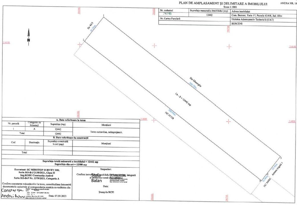 Teren Investitional 1,24 ha Com Berceni | deschidere 42ml | #CG28