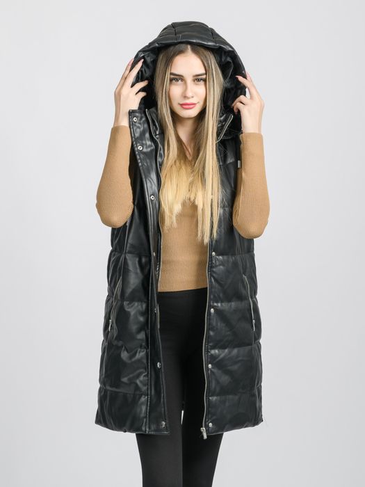 Черен кожен елек