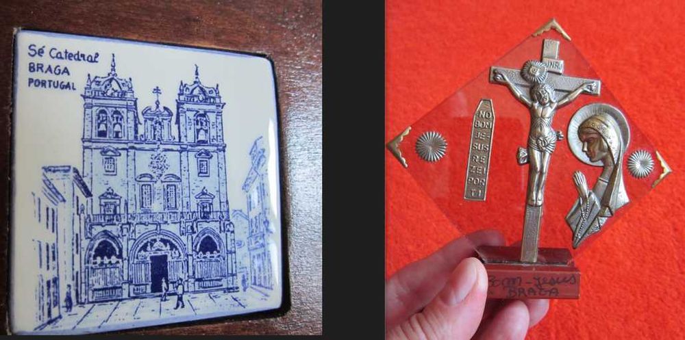 cadou rar Cutie Caseta lemn +  Suvenir Catedrala Braga Portugalia 1960