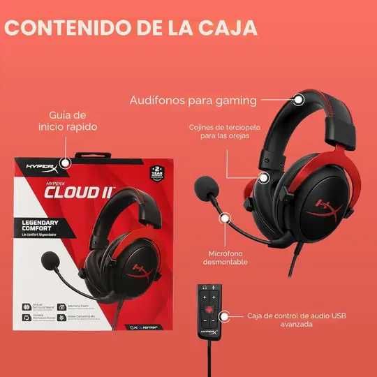Casti Gaming HyperX Cloud II Red,7.1 surround, multiplatforma, sigilat